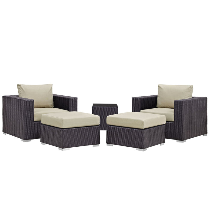 Convene 5 Piece Outdoor Patio Sectional Set - alternate angle view