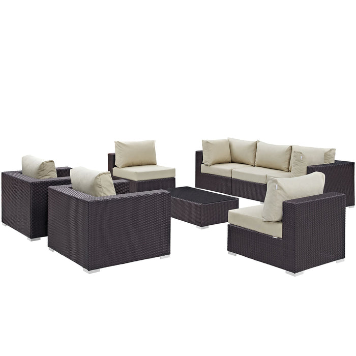Convene 8 Piece Outdoor Patio Sectional Set by Modway - angle view