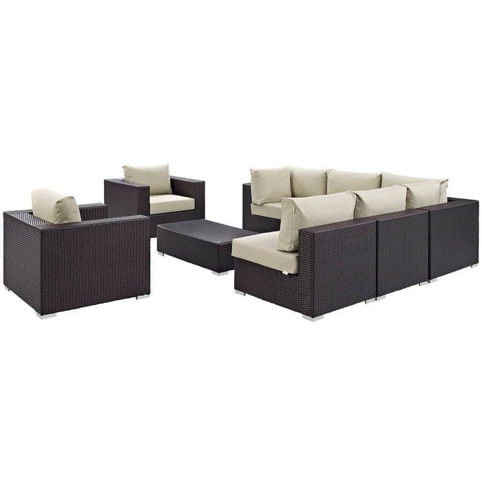 Convene 8 Piece Outdoor Patio Sectional Set by Modway - side view