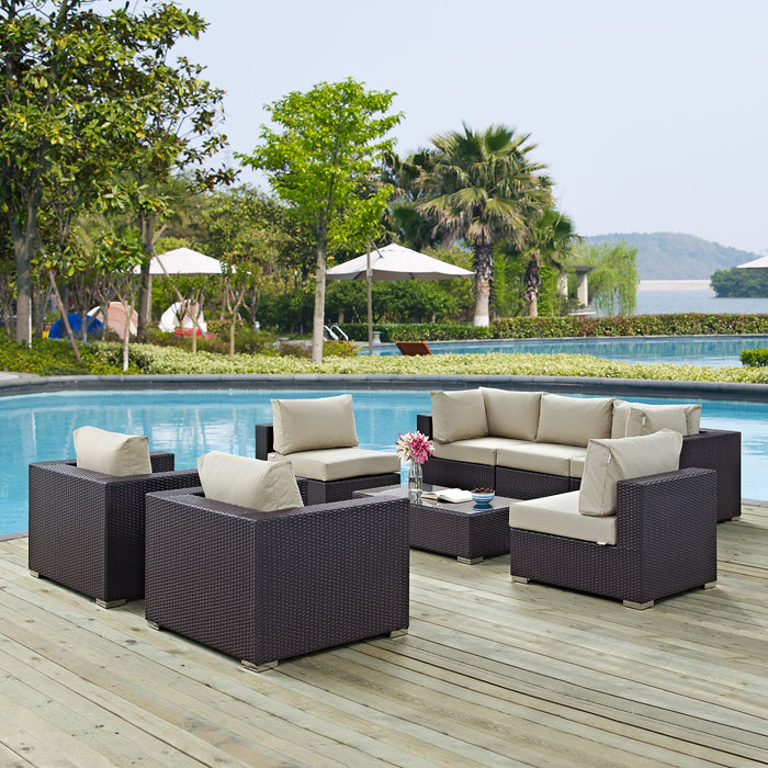 Convene 8 Piece Outdoor Patio Sectional Set by Modway - front view
