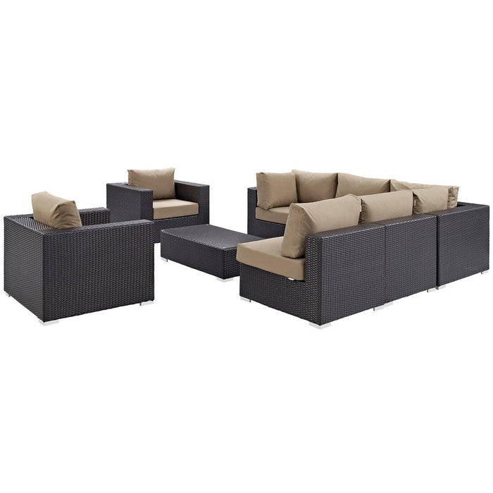 Convene 8 Piece Outdoor Patio Sectional Set by Modway - interior view