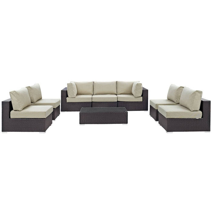 Convene 8 Piece Outdoor Patio Sectional Set by Modway - lifestyle in-use