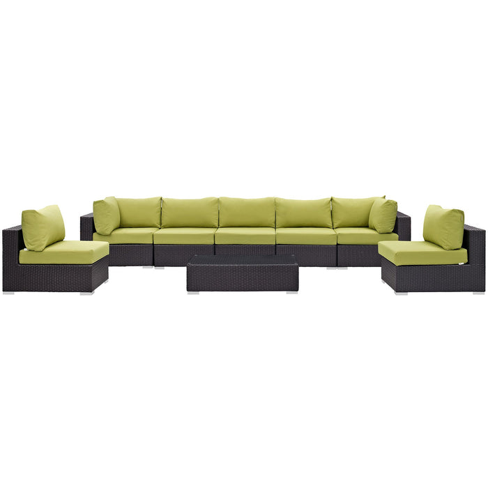 Convene 8 Piece Outdoor Patio Sectional Set outdoor patio furniture set back view