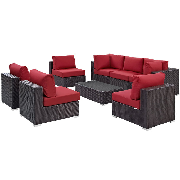 Convene 8 Piece Outdoor Patio Sectional Set outdoor patio furniture set side view