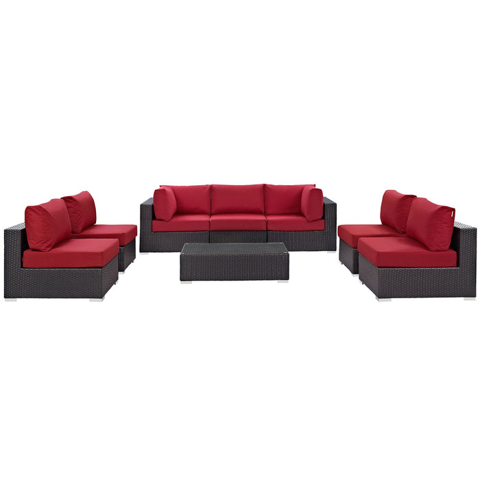 Convene 8 Piece Outdoor Patio Sectional Set outdoor patio furniture set back view