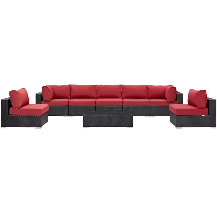 Convene 8 Piece Outdoor Patio Sectional Set outdoor patio furniture set seating detail
