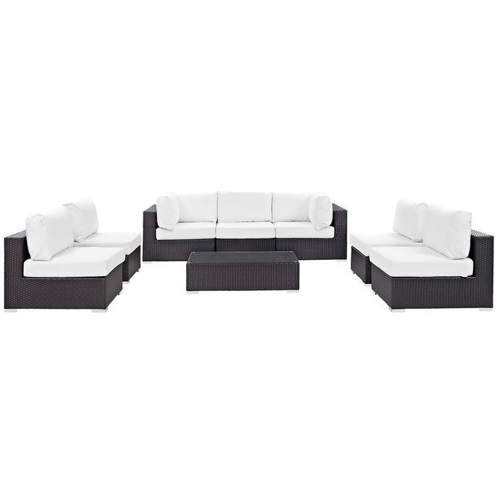 Convene 8 Piece Outdoor Patio Sectional Set outdoor patio furniture set back view