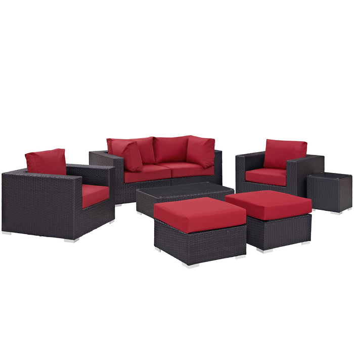 Convene 8 Piece Outdoor Patio Sectional Set outdoor patio furniture set side view