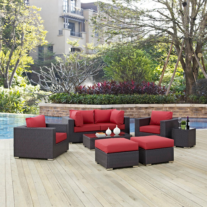 Convene 8 Piece Outdoor Patio Sectional Set outdoor patio furniture set back view