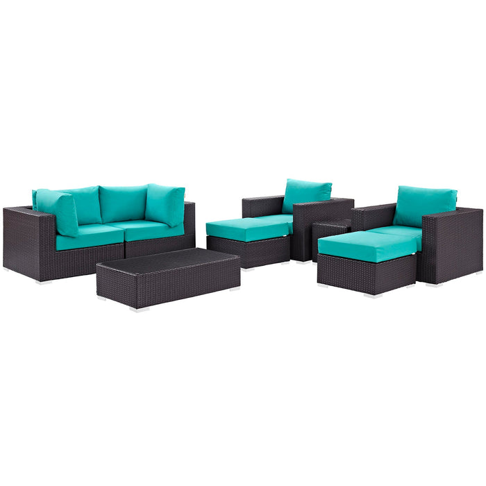 Convene 8 Piece Outdoor Patio Sectional Set outdoor patio furniture set side view