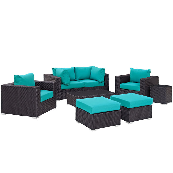 Convene 8 Piece Outdoor Patio Sectional Set outdoor patio furniture set lifestyle shot