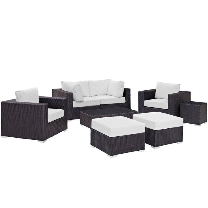Convene 8 Piece Outdoor Patio Sectional Set outdoor patio furniture set angle view