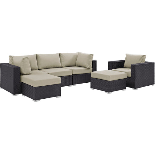 Modway Convene 6 Piece Outdoor Patio Sectional Set Living Room Furniture - View 30