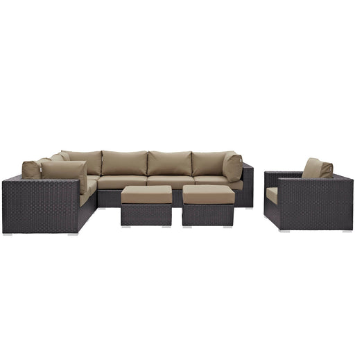 Modway Convene 9 Piece Outdoor Patio Sectional Set Living Room Furniture - View 22