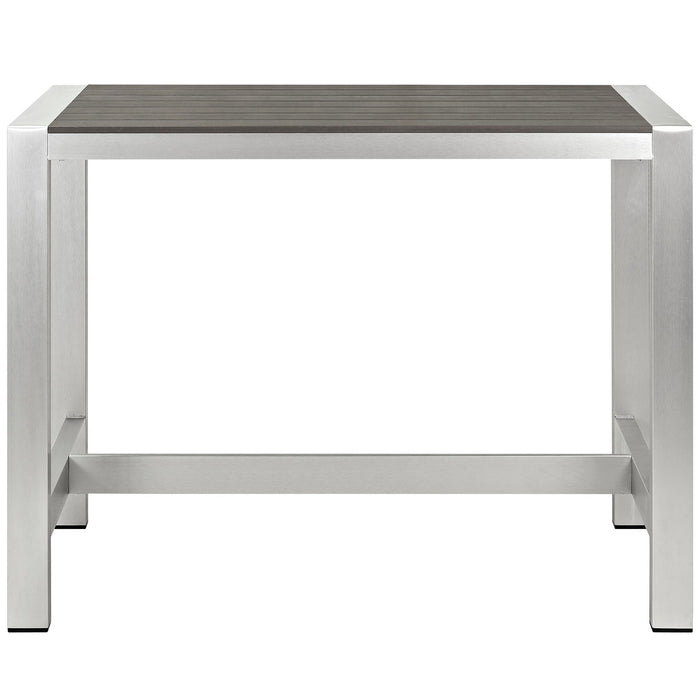 Shore Outdoor Patio Aluminum Rectangle Bar Table - detail close-up