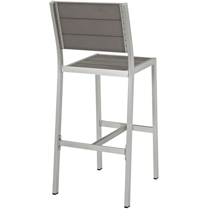 Shore Outdoor Patio Aluminum Armless Bar Stool - in lifestyle setting