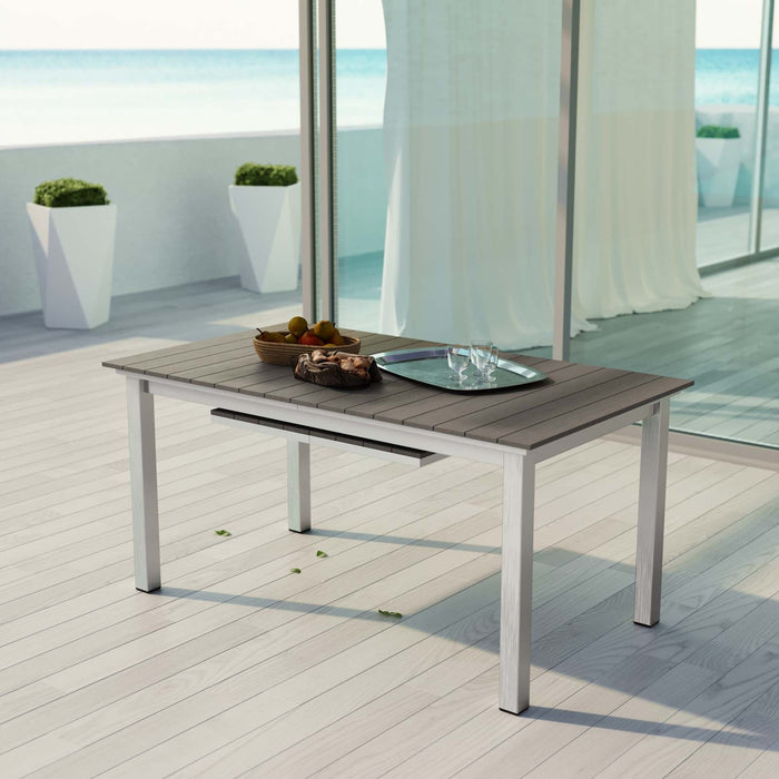 Shore Outdoor Patio Wood Dining Table - detail close-up