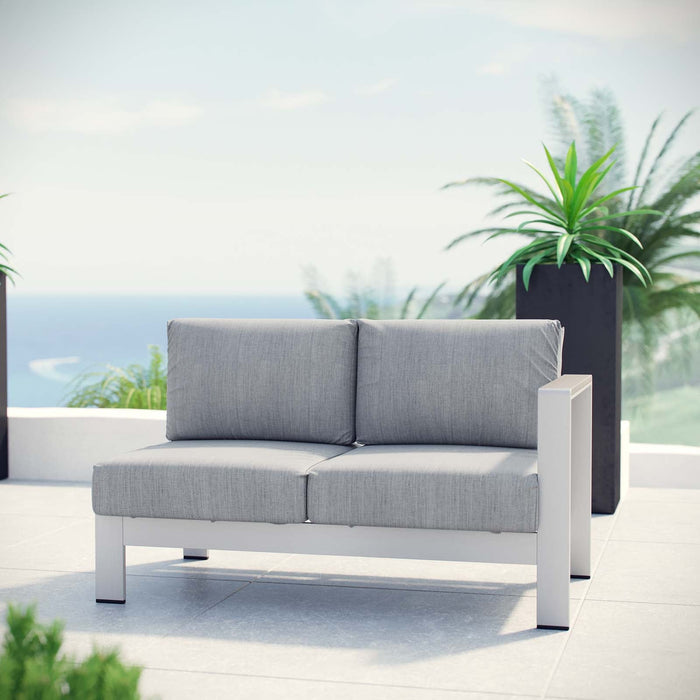 Shore Right-Arm Corner Sectional Outdoor Patio Aluminum Loveseat - view 5