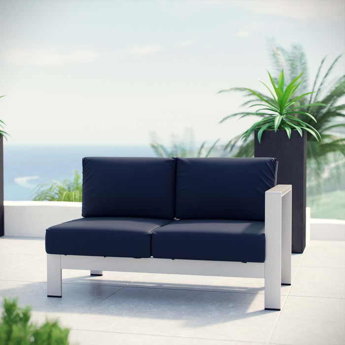 Shore Right-Arm Corner Sectional Outdoor Patio Aluminum Loveseat - view 9