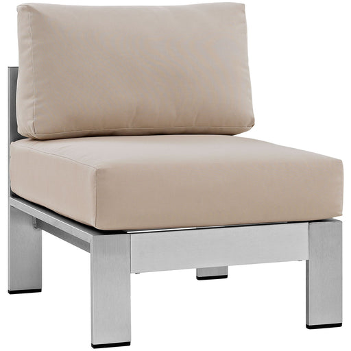 Shore Armless Outdoor Patio Aluminum Chair - alternate angle view