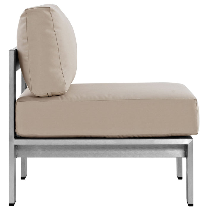 Shore Armless Outdoor Patio Aluminum Chair - detail close-up
