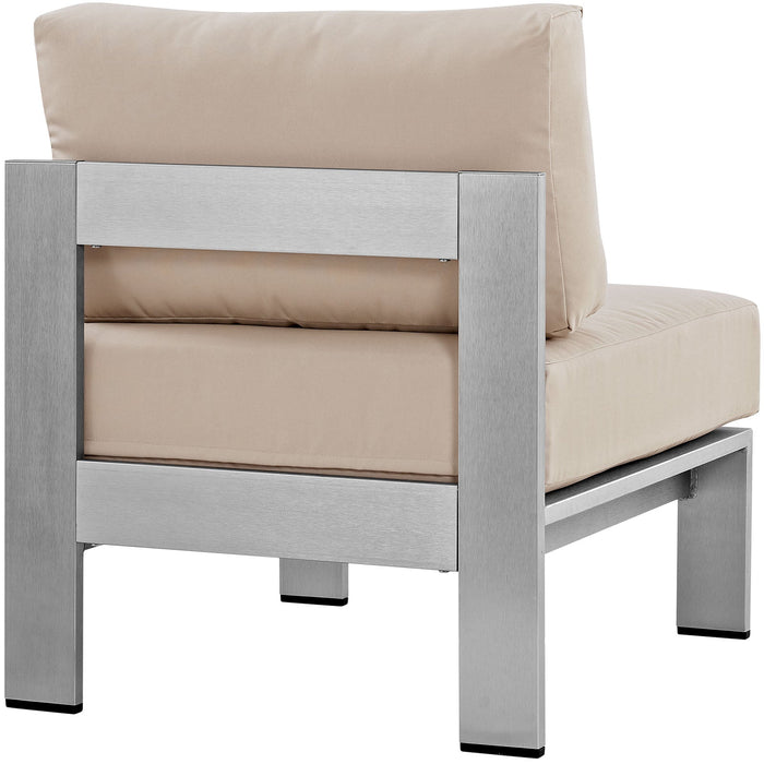 Shore Armless Outdoor Patio Aluminum Chair - in lifestyle setting