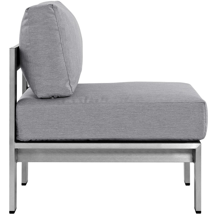 Shore Armless Outdoor Patio Aluminum Chair - view 7