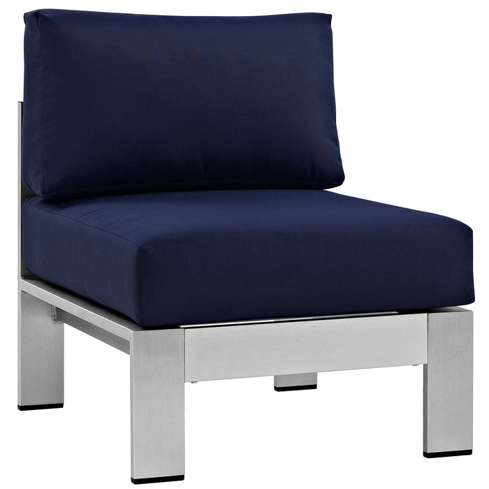 Shore Armless Outdoor Patio Aluminum Chair - view 10