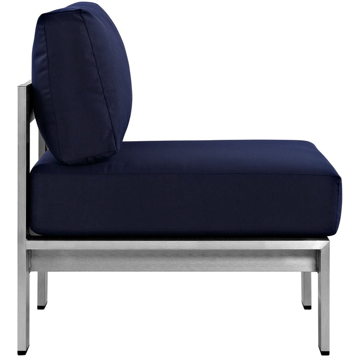 Shore Armless Outdoor Patio Aluminum Chair - view 11