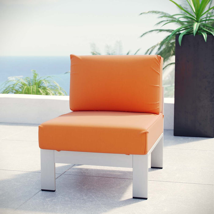 Shore Armless Outdoor Patio Aluminum Chair - view 13