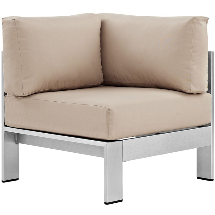 Shore Outdoor Patio Aluminum Corner Sofa - in lifestyle setting