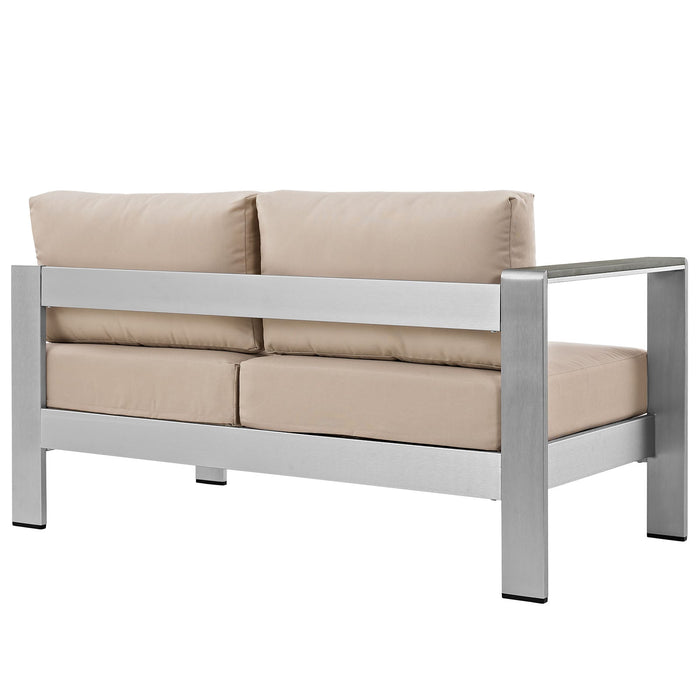 Shore Left-Arm Corner Sectional Outdoor Patio Aluminum Loveseat - in lifestyle setting