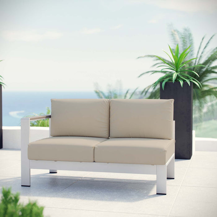 Shore Left-Arm Corner Sectional Outdoor Patio Aluminum Loveseat - Modway \outdoor\sofas & sectionals
