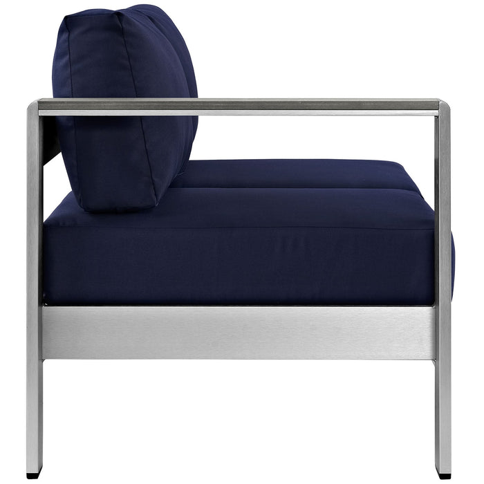 Shore Left-Arm Corner Sectional Outdoor Patio Aluminum Loveseat - view 11