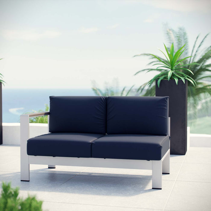 Shore Left-Arm Corner Sectional Outdoor Patio Aluminum Loveseat - view 9