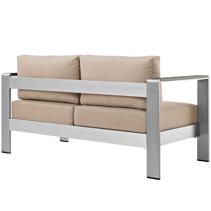 Shore Outdoor Patio Aluminum Loveseat - in lifestyle setting