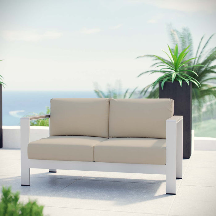 Shore Outdoor Patio Aluminum Loveseat - Modway \outdoor\sofas & sectionals