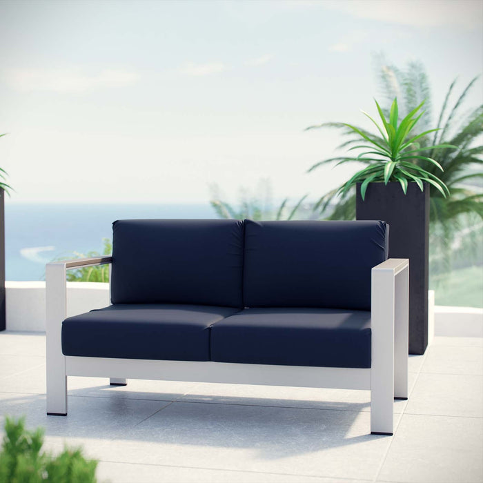 Shore Outdoor Patio Aluminum Loveseat - view 9