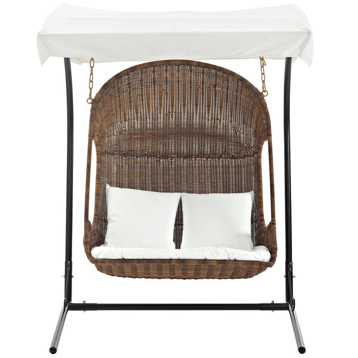 Modway Vantage Outdoor Patio Swing Chair With Stand Living Room Furniture in White - Side View
