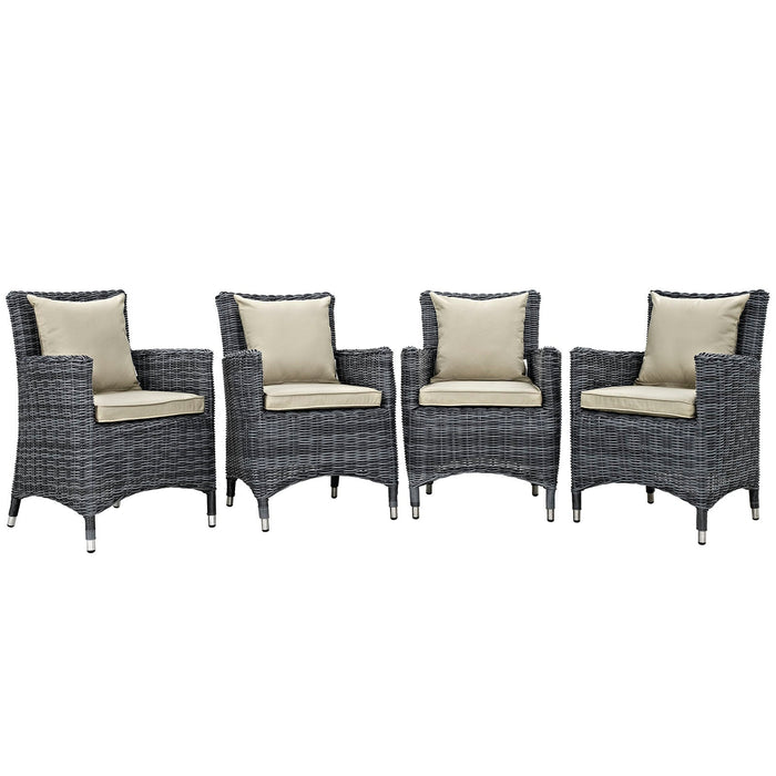 Summon 4 Piece Outdoor Patio Sunbrella® Dining Set - Modway \outdoor\dining chairs