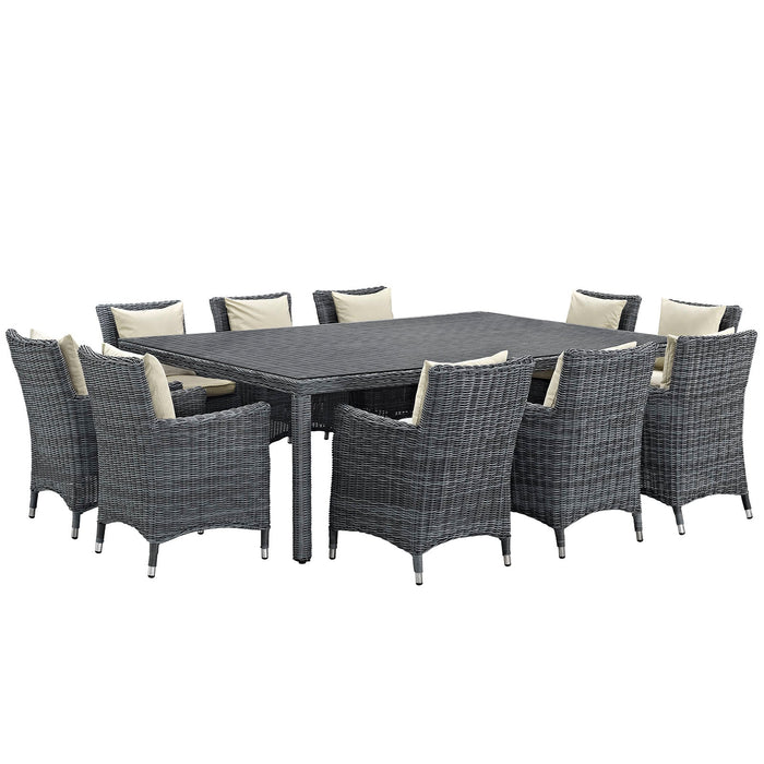 Modway Summon 11 Piece Outdoor Patio Sunbrella® Dining Set in Blue