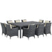 Modway Summon 11 Piece Outdoor Patio Sunbrella® Dining Set in Blue