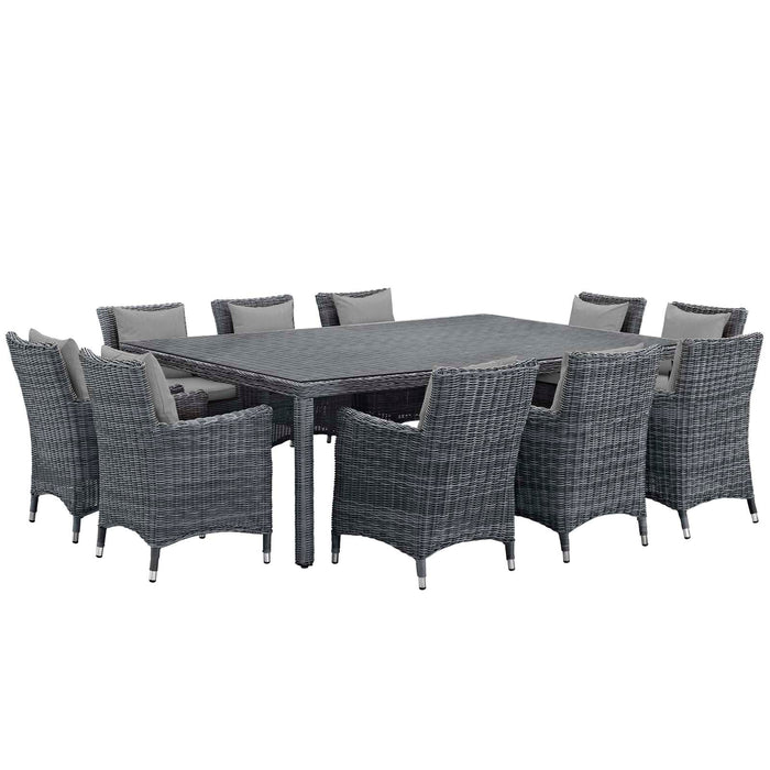Modway Summon 11 Piece Outdoor Patio Sunbrella® Dining Set - View 32