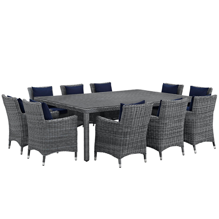 Modway Summon 11 Piece Outdoor Patio Sunbrella® Dining Set - View 33