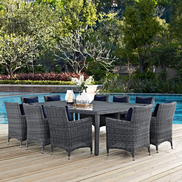 Modway Summon 11 Piece Outdoor Patio Sunbrella® Dining Set - View 14