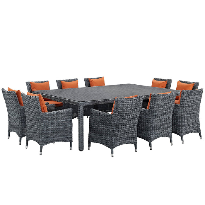 Modway Summon 11 Piece Outdoor Patio Sunbrella® Dining Set - View 35
