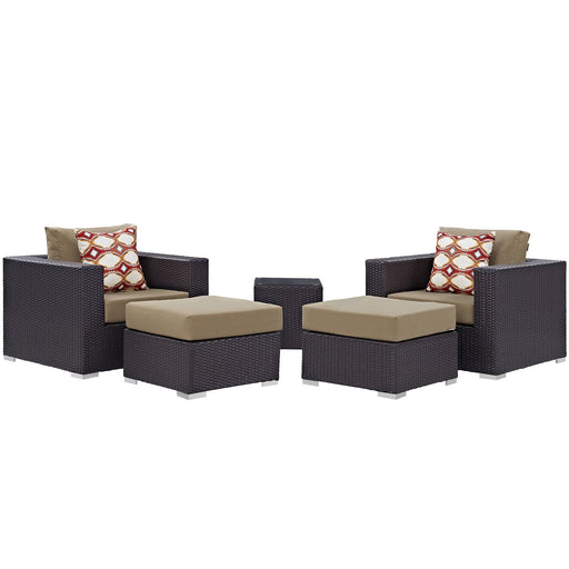 Convene 5 Piece Outdoor Patio Sectional Set - alternate angle view