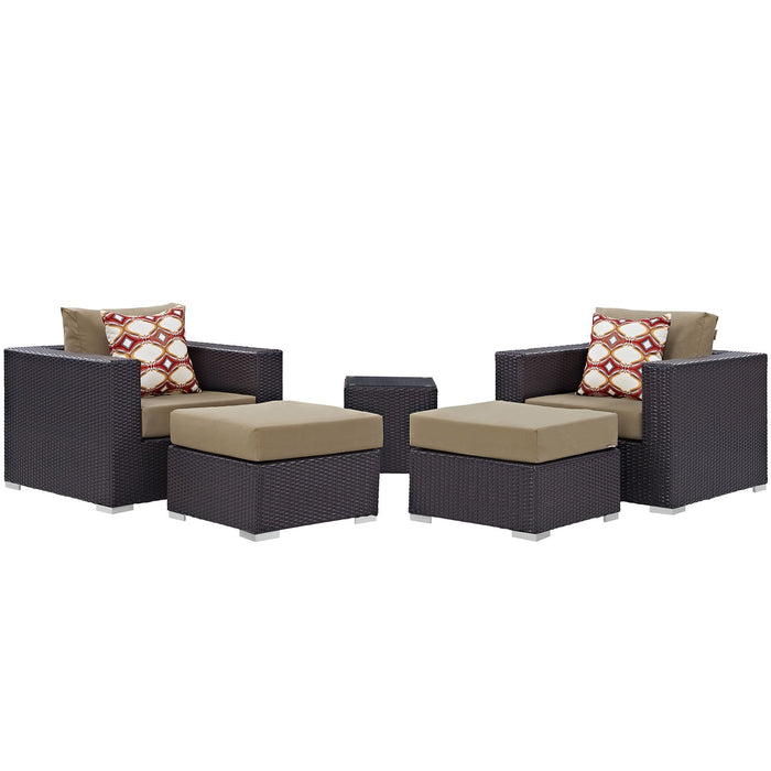 Convene 5 Piece Outdoor Patio Sectional Set - alternate angle view