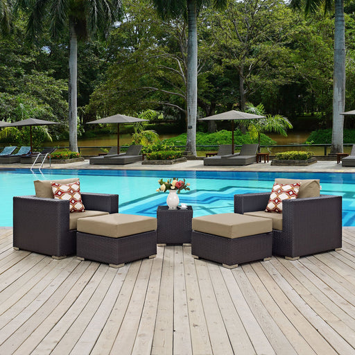 Convene 5 Piece Outdoor Patio Sectional Set - Modway \outdoor\conversation sets