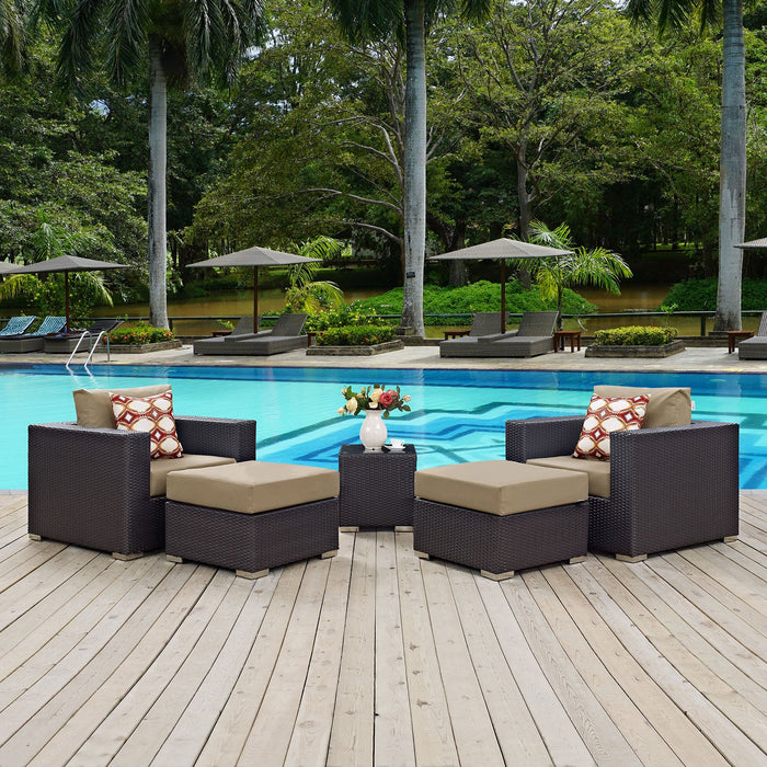 Convene 5 Piece Outdoor Patio Sectional Set - Modway \outdoor\conversation sets
